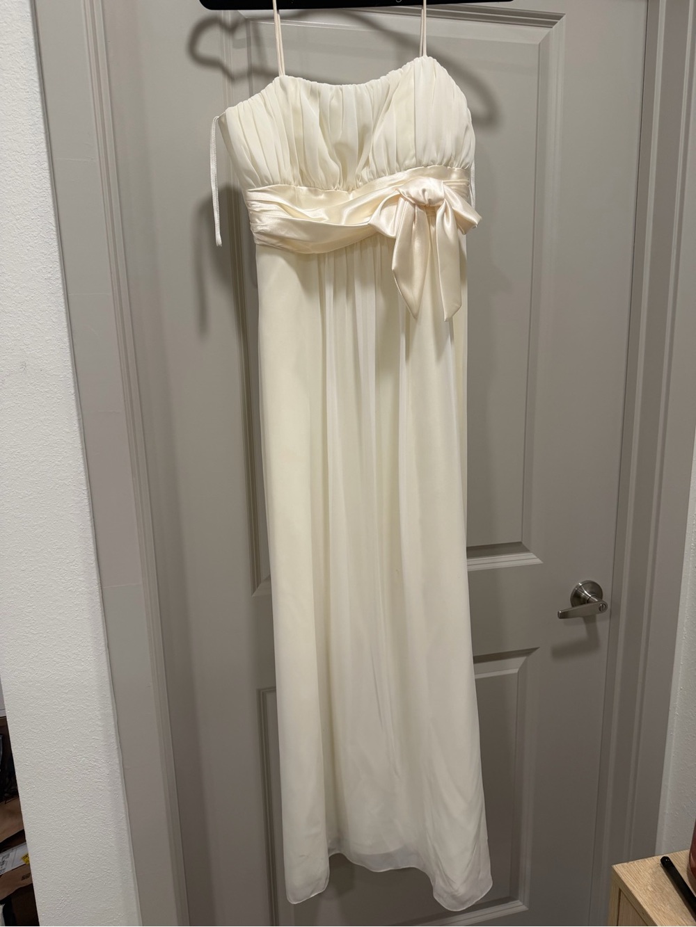 Dollcake Cream Spaghetti-Strap Maxi Dress with Satin Bow